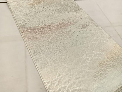 平和屋着物◎佐賀錦　六通柄袋帯　松　銀糸　正絹　逸品　BAAW1802mz