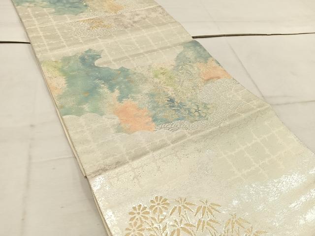 平和屋着物◎六通柄　京袋帯　草花文　金銀糸　正絹　逸品　BAAW1807mz