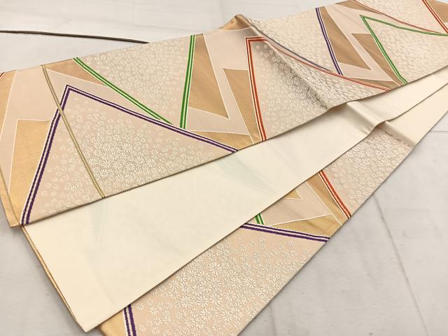 平和屋着物◎六通柄袋帯 菊花文 金糸 正絹 逸品 BAAW1808mz