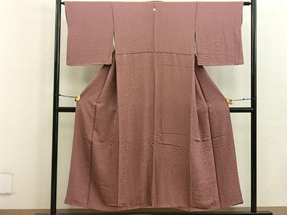 平和屋着物■上質な色無地 草花地紋 浅蘇芳色 正絹 逸品 BAAW1855mz