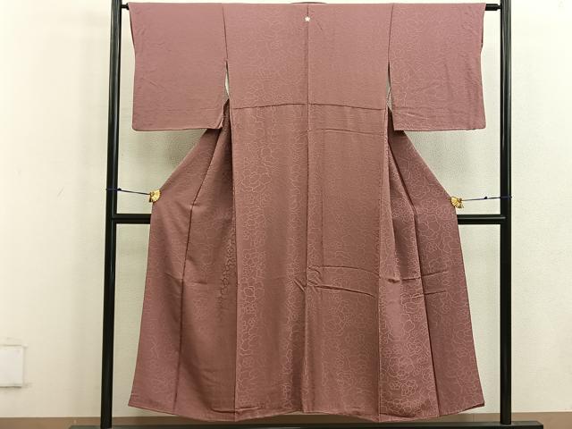 平和屋着物■上質な色無地 草花地紋 浅蘇芳色 正絹 逸品 BAAW1855mz