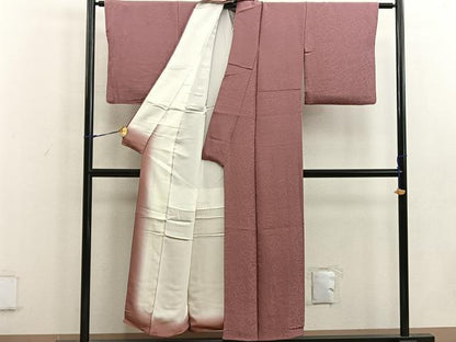 平和屋着物■上質な色無地 草花地紋 浅蘇芳色 正絹 逸品 BAAW1855mz