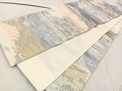 平和屋着物◎六通柄袋帯　京名所　プラチナ二重箔　正絹　逸品　BAAW1873mz