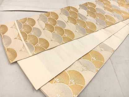 平和屋着物◎六通柄　本袋帯　青海波　金銀糸　正絹　逸品　BAAW1874mz