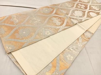 平和屋着物◎六通柄袋帯 唐織 立涌花文 金銀糸 引箔 正絹 逸品 BAAW1876mz