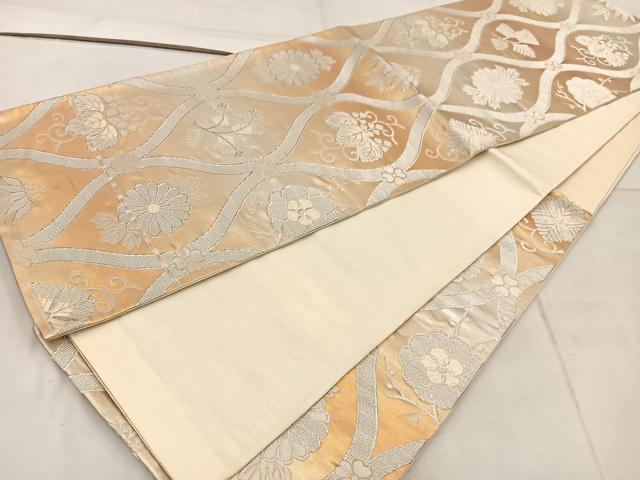 平和屋着物◎六通柄袋帯 唐織 立涌花文 金銀糸 引箔 正絹 逸品 BAAW1876mz