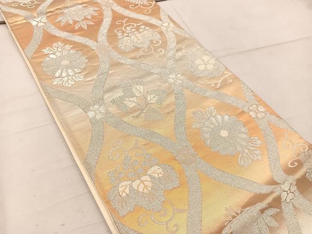 平和屋着物◎六通柄袋帯 唐織 立涌花文 金銀糸 引箔 正絹 逸品 BAAW1876mz