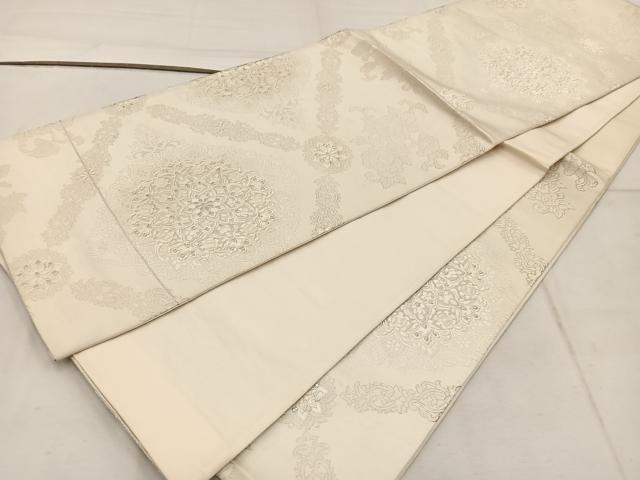 平和屋着物◎六通柄袋帯 宝相華 銀糸 正絹 逸品 BAAW1877mz
