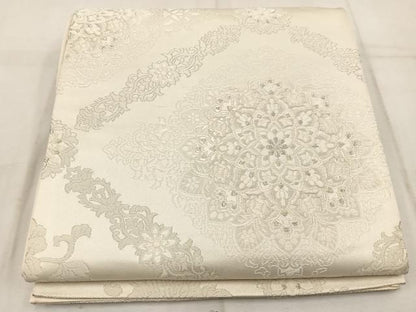 平和屋着物◎六通柄袋帯 宝相華 銀糸 正絹 逸品 BAAW1877mz