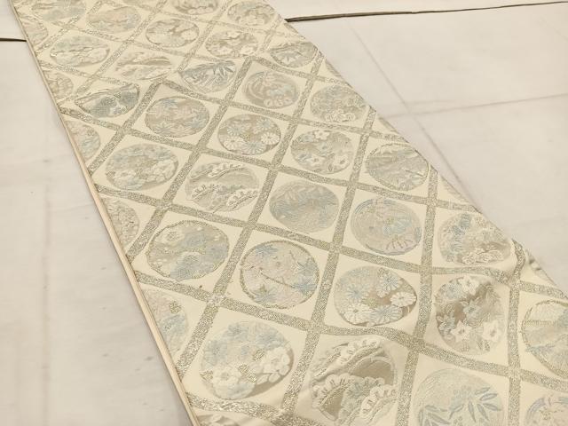 平和屋着物◎六通柄袋帯　草花丸文　金銀糸　正絹　逸品　BAAW1882mz