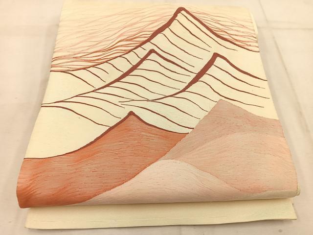 平和屋着物◎太鼓柄袋帯 すくい織 遠山文 正絹 逸品 BAAW1884mz