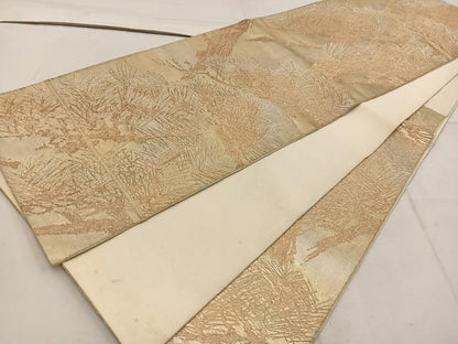 平和屋着物◎六通柄 本袋帯 枝松葉文 金銀糸 正絹 逸品 BAAW1886mz