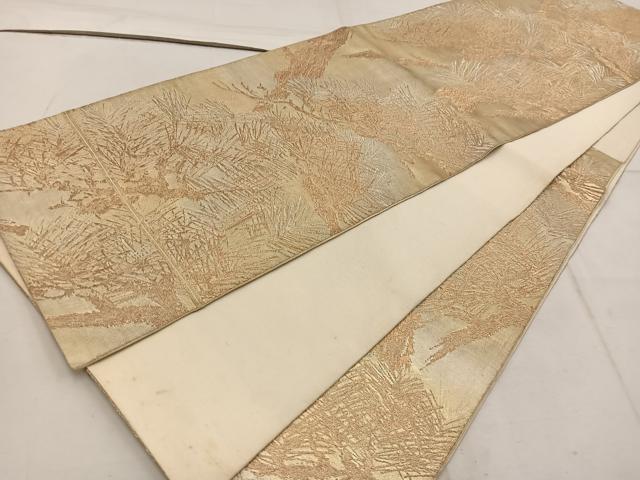 平和屋着物◎六通柄 本袋帯 枝松葉文 金銀糸 正絹 逸品 BAAW1886mz