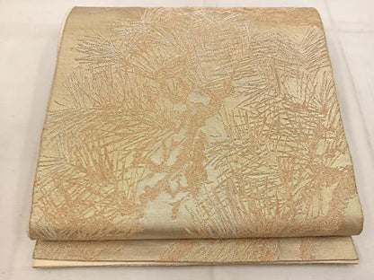 平和屋着物◎六通柄 本袋帯 枝松葉文 金銀糸 正絹 逸品 BAAW1886mz
