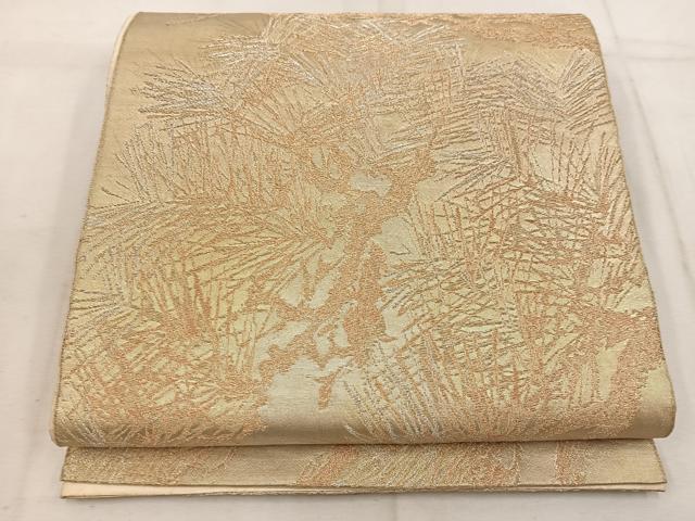 平和屋着物◎六通柄 本袋帯 枝松葉文 金銀糸 正絹 逸品 BAAW1886mz