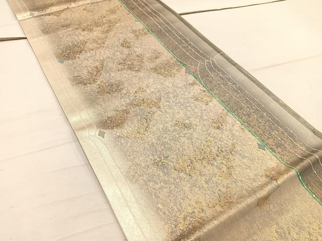 平和屋着物◎西陣 老舗 渡文謹製 手織 六通柄袋帯 綾錦 幾何学文様 金糸 正絹 逸品 BAAW1890mz
