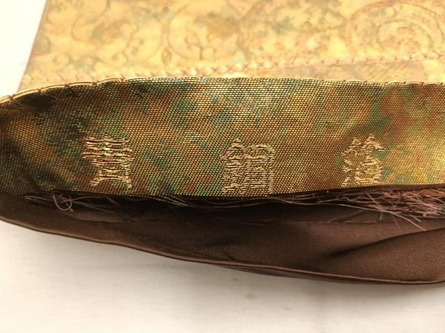 平和屋着物◎西陣 高島織物謹製 六通柄袋帯 青銅箔 菊花文 金糸 正絹 逸品 BAAW1892mz