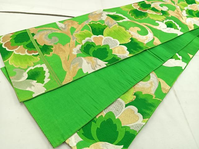 平和屋着物◎六通柄袋帯 枝花文 金銀糸 正絹 逸品 BAAW1896mz