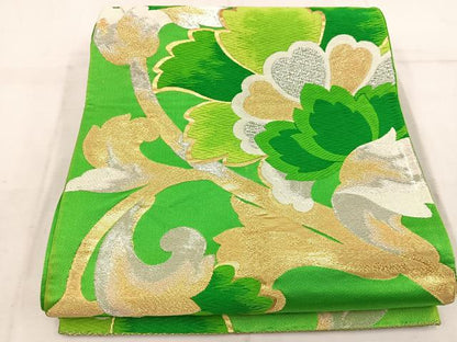 平和屋着物◎六通柄袋帯 枝花文 金銀糸 正絹 逸品 BAAW1896mz