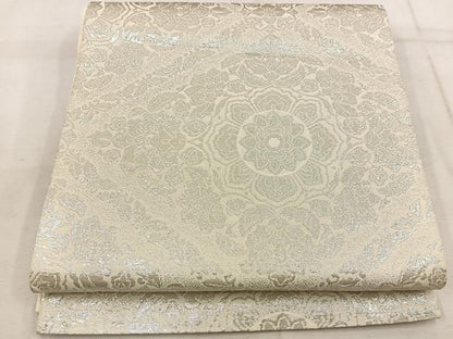 平和屋着物◎六通柄袋帯 錦織 正倉院花文 純銀箔 正絹 逸品 BAAW1904mz