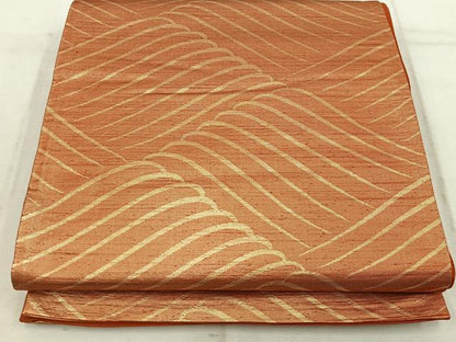 平和屋着物◎六通柄袋帯 網代 金糸 正絹 逸品 BAAW1906mz