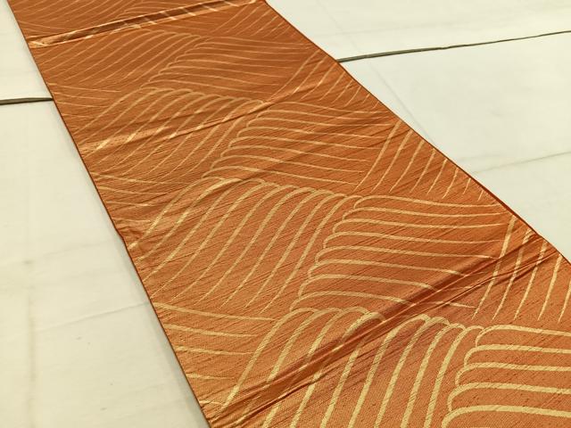 平和屋着物◎六通柄袋帯 網代 金糸 正絹 逸品 BAAW1906mz