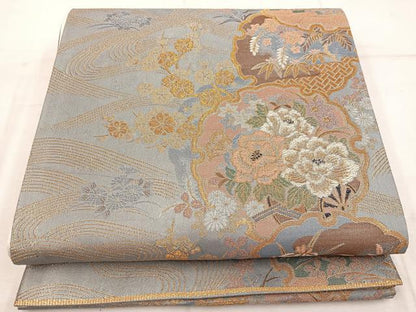 平和屋着物◎六通柄袋帯　瑞宝錦　華雅　金糸　正絹　逸品　BAAW1915mz