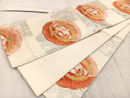 平和屋着物◎六通柄袋帯　唐織　向かい鳳凰花文　金銀糸　正絹　逸品　BAAW1918mz