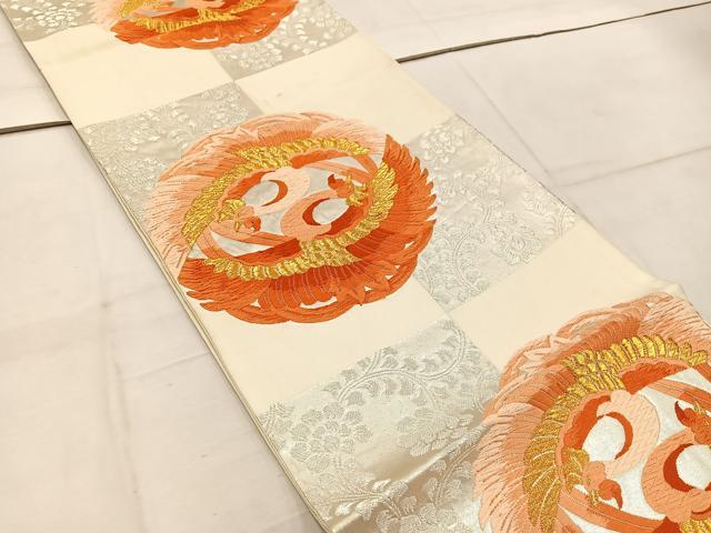 平和屋着物◎六通柄袋帯　唐織　向かい鳳凰花文　金銀糸　正絹　逸品　BAAW1918mz