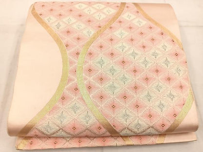 平和屋着物◎六通柄袋帯　立涌菱文　金銀糸　正絹　逸品　BAAW1921mz