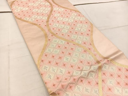 平和屋着物◎六通柄袋帯　立涌菱文　金銀糸　正絹　逸品　BAAW1921mz
