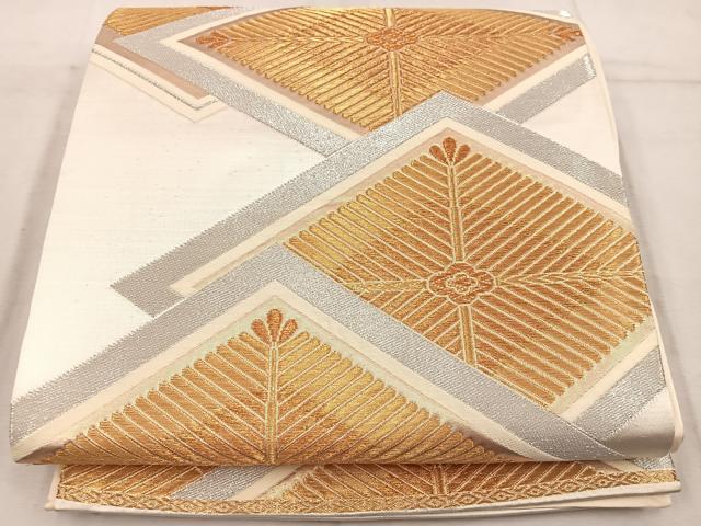 平和屋着物◎六通柄袋帯　菱花文　金銀糸　正絹　逸品　BAAW1923mz