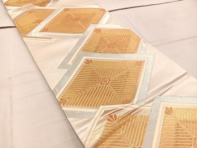 平和屋着物◎六通柄袋帯　菱花文　金銀糸　正絹　逸品　BAAW1923mz
