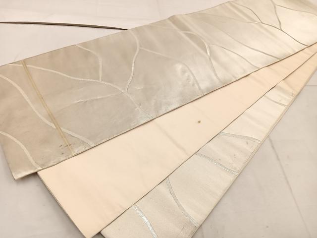 平和屋着物◎六通柄袋帯　遠山文　銀糸　三越扱い　正絹　逸品　BAAW1927mz