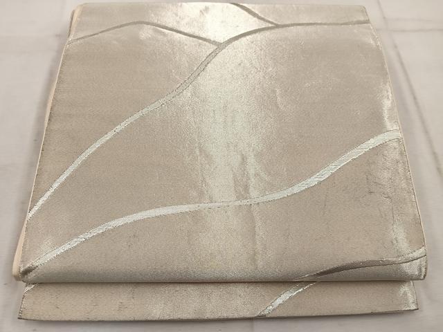 平和屋着物◎六通柄袋帯　遠山文　銀糸　三越扱い　正絹　逸品　BAAW1927mz
