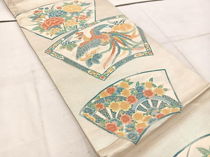 平和屋着物◎六通柄袋帯　唐織　鳳凰地紙花文　金銀糸　正絹　逸品　BAAW1930mz