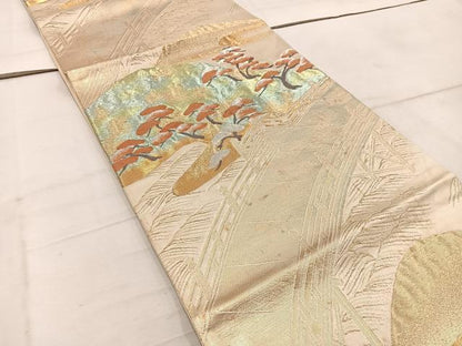 平和屋着物◎六通柄袋帯　渡橋遠山松文　金銀糸　正絹　逸品　BAAW1932mz