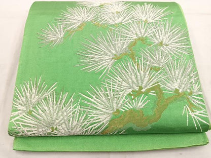 平和屋着物◎六通柄袋帯 枝松葉文 金銀糸 正絹 逸品 BAAW1938mz