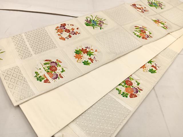 平和屋着物◎六通柄袋帯 唐織 花丸文 金銀糸 正絹 逸品 BAAW1944mz