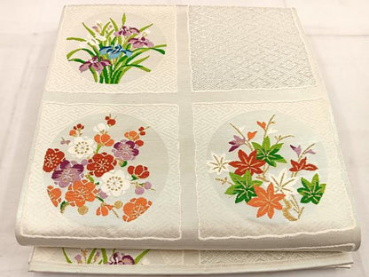 平和屋着物◎六通柄袋帯 唐織 花丸文 金銀糸 正絹 逸品 BAAW1944mz