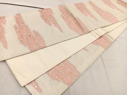 平和屋着物◎六通柄袋帯　芝草飛鳥文　金銀糸　正絹　逸品　BAAW1945mz