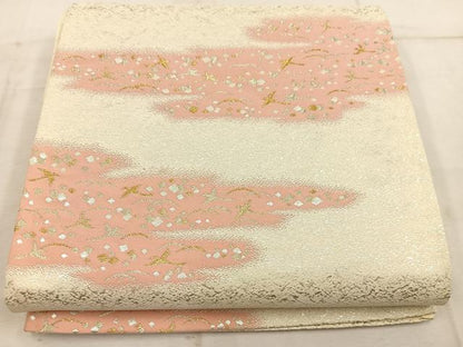 平和屋着物◎六通柄袋帯　芝草飛鳥文　金銀糸　正絹　逸品　BAAW1945mz