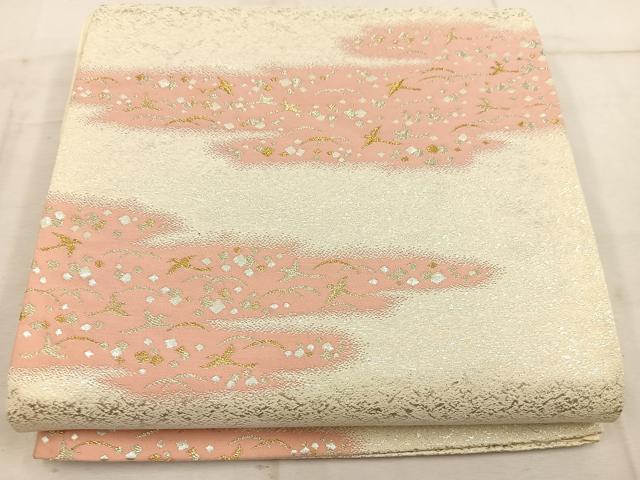 平和屋着物◎六通柄袋帯　芝草飛鳥文　金銀糸　正絹　逸品　BAAW1945mz