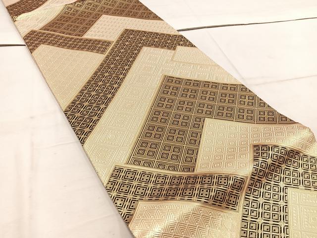 平和屋着物◎佐賀錦　全通柄袋帯　菱　金糸　正絹　逸品　BAAW1947mz