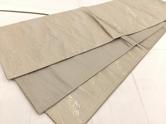 平和屋着物◎六通柄袋帯　立波文　金銀糸　正絹　逸品　BAAW1952mz