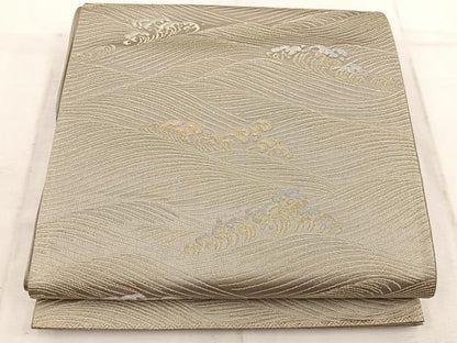 平和屋着物◎六通柄袋帯　立波文　金銀糸　正絹　逸品　BAAW1952mz