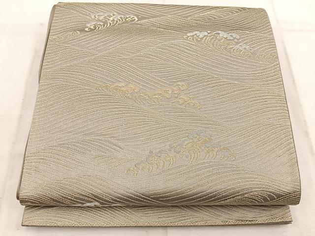 平和屋着物◎六通柄袋帯　立波文　金銀糸　正絹　逸品　BAAW1952mz