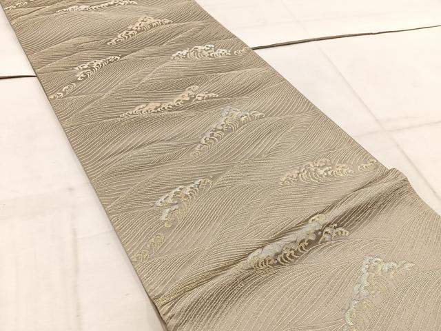 平和屋着物◎六通柄袋帯　立波文　金銀糸　正絹　逸品　BAAW1952mz