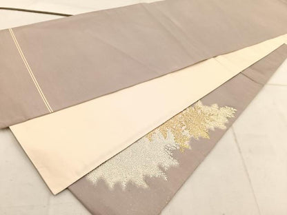 平和屋着物◎太鼓柄袋帯 草葉文 金銀糸 正絹 逸品 BAAW1953mz