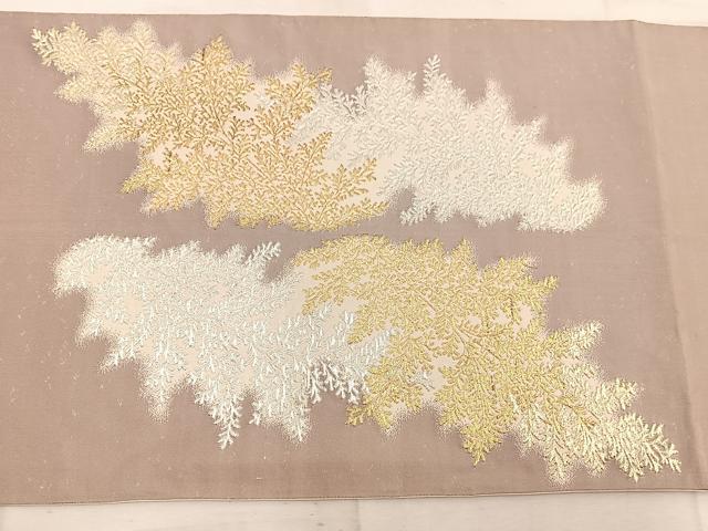 平和屋着物◎太鼓柄袋帯 草葉文 金銀糸 正絹 逸品 BAAW1953mz